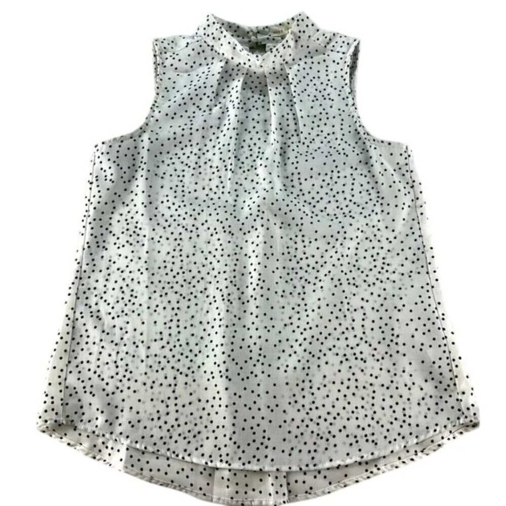 Miss Love Tank Top Black and White Polka Dot Size L 100% Polyester - Picture 1 of 4